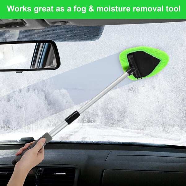 💥 💥 🔥 Windshield Cleaning Tool, Microfiber Car Window Cleaner with 4 Reusable and Washable Microfiber Pads and Extendable Handle