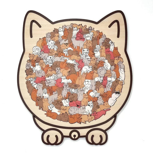 🎁Christmas Sale 50% OFF🎅135-Piece Morandi-Colored Cat Shaped Wooden Jigsaw Puzzle