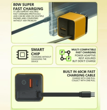 🎁✨3 in 1 Charger Retractable 80W MAX Fast