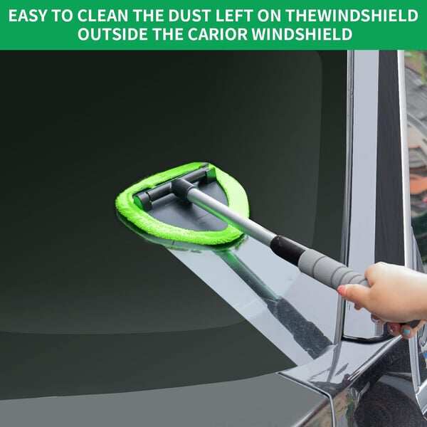 💥 💥 🔥 Windshield Cleaning Tool, Microfiber Car Window Cleaner with 4 Reusable and Washable Microfiber Pads and Extendable Handle